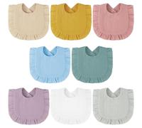 Vicloon Baby Bandana Drool Bibs, 8Pcs Solid Muslin Baby Drool Bibs Set, Snap Teething Bib, Absorbent Babys Feeding Teething for Newborns, Toddlers, Boys and Girls Teethings, Drooling