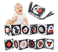 Vicloon Baby Bath Cloth Book, Baby Soft Books, Black and White High Contrast Foldable Soft Fabric Quiet Book, Touch and Feel Crinkle Cloth Books for Babies Infants Toddlers First Book
