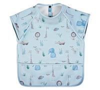 Vicloon Baby Bibs with Short Sleeves, Waterproof and Easy Wipe Clean Feeding Bibs, Soft and Skin-Friendly Material, Baby Weaning Bib for 6-12 Months (Zoo)