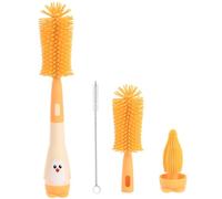 Vicloon Baby Bottle Brush, 2 in 1 Bottle and Teat Cleaning Brush, Silicone Bottle Cleaner Brush for Cleaning Water Bottles Baby Bottles Glass Cup Thermoses, Yellow