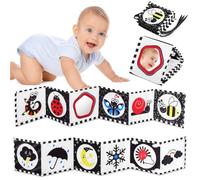 Vicloon Baby Soft Books, Black and White Baby Bath Cloth Book, High Contrast Foldable Soft Fabric Quiet Book,Touch and Feel Crinkle Cloth Books for Babies Infants Toddlers