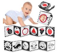 Vicloon Baby Soft Books, Black and White Baby Bath Cloth Book, High Contrast Foldable Soft Fabric Quiet Book,Touch and Feel Crinkle Cloth Books for Babies Infants Toddlers