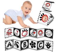 Vicloon Baby Soft Books,Black and White Baby Bath Cloth Book,High Contrast Foldable Soft Fabric Quiet Book,Touch and Feel Crinkle Cloth Books for Babies Infants Toddlers First Bookes