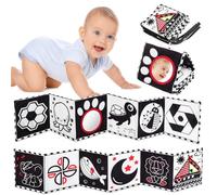 Vicloon Baby Soft Books, Black and White Baby Bath Cloth Book, High Contrast Foldable Soft Fabric Quiet Book,Touch and Feel Crinkle Cloth Books for Babies Infants Toddlers