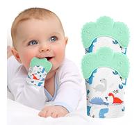 Vicloon Baby Teething Set, 2 Pack Teething Mittens for Baby, Includes 2 Silicone Mitten Teether Glove,Dinosaur Teething Glove, Infant Soothing Pain Relief Mitt Baby Teether Mits for Baby
