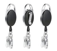 Vicloon Badge Reel 3 Pcs Badge Tether with Clips, Reel Clips Retractable Badges Holders with Key Belt Reel for Key Ring ID Card and Belt Clip Attachment