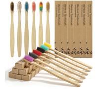 Vicloon Bamboo Toothbrushes for Adults, 12 Pack Eco Friendly Natural Wooden Toothbrush, Organic Biodegradable Handle BPA Free Tooth Brushes with Soft Bristles