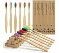 Vicloon Bamboo Toothbrushes for Kids, 12 Pack Eco Friendly Natural Wooden Toothbrush, Organic Biodegradable Handle BPA Free Tooth Brushes with Soft Bristles