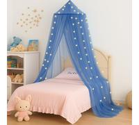Vicloon Bed Canopy, Mosquito Net for Single Beds, Princess Canopy, Round Dome Hanging Bed Curtains for Girls Room Decor (Blue)