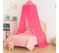Vicloon Bed Canopy, Mosquito Net for Single Beds, Princess Canopy, Round Dome Hanging Bed Curtains for Girls Room Decor (Pink)