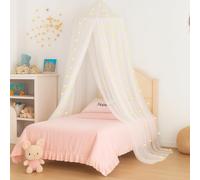 Vicloon Bed Canopy, Mosquito Net for Single Beds, Princess Canopy, Round Dome Hanging Bed Curtains for Girls Room Decor (White)