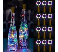 Vicloon Bottle Lights, 12 Pack String Lights Wine Light with Cork, 2M 20 LEDs Copper Wire Battery Operated Colorful Light DIY Decoration for Parties, Wedding, Outdoor(Battery Box Upgrade Design)