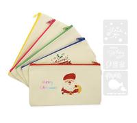 Vicloon Canvas Zipper Bag, 5Pc Canvas Pencil Pouch Bags and 3Pcs Doodle Template, Canva Makeup Bags DIY Craft Bag for Painting, School, DIY Craft, Travel, Organizer