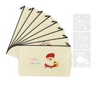 Vicloon Canvas Zipper Bag, 8Pc Canvas Pencil Pouch Bags and 3Pcs Doodle Template, Canva Makeup Bags DIY Craft Bag for Painting, School, DIY Craft, Travel, Organizer