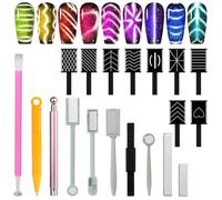 Vicloon Cat Eye Nail Magnet Tool, 19Pcs Nail Magnet Set, Double-Head Strong Magnets Nails Art Pen Tool, 3D Cats Eyes Magnets for Creating the Ideal Cat-eye Effect for Nails DIY Salons
