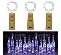 Vicloon Cork Bottle Lights, 3 Pack 2M 20 LED Battery Operated Silver Wire Fairy, Mini String Lights for Party, DIY, Jars, Christmas, Wedding, Decoration, Birthday (Cold White)