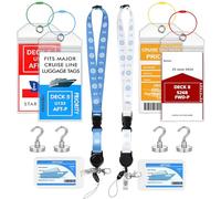 Vicloon Cruise Luggage Tag Holder, 4Pcs Waterproof Cruise Luggage Tags, 4 Magnetic Hooks, 2 Luggages Tags with Lanyards for Ship Cards, with Steel Loops & Zip Sea Compatible with SC, N osta, P&O