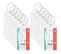 Vicloon Cruise Luggage Tag Holders, 12pcs Waterproof Cruise Luggage Tags with Zip Seal & Steel Loops, Clear Luggage Tags Suitcase Tags Cruise Accessories for Travel Vacation Accessories (Silver)