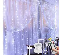 Vicloon Curtain Fairy Lights, 300 LED Window String Lights, 3m 8 Mode Waterproof White Curtain Lights USB & Battery Powered with Remote Control Timer for Outdoor Indoor Party Bedroom Decoration