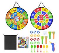 Vicloon Double Sided Dart Board, Kids Dartboards with 12 Sticky Balls, 6 Self-adhesive Darts Foldable Dart Board Game Set with Dart Launcher and 4 Foam Darts Party Games Toys Gifts (66cm)