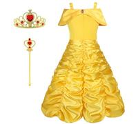Vicloon Elsa Princess Costume, 3 PCS Costume Dress, Elsa Dress with Fairy Crown Wand for Christening/Party/Pageant/Bridesmaid Princess Kids Dress Ball Gown(3 years)