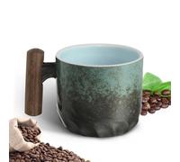 Vicloon Espresso Cups, Ceramic Coffee Mug, Coffee Cup with Wooden Handle Espresso Shot Cups, Retro Handmade Glazed Water Cup Mug, Home Office Porcelain Mugs for Tea, Espresso (70ml)-Green