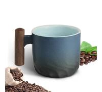 Vicloon Espresso Cups, Ceramic Coffee Mug, Coffee Cup with Wooden Handle Espresso Shot Cups, Retro Handmade Glazed Water Cup Mug, Home Office Porcelain Mugs for Tea, Coffee, Espresso (70ml)-Blue