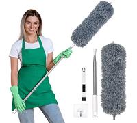 Vicloon Extendable Feather Duster, Bendable Reusable Microfiber Duster with 100" Extra Telescopic Extending Pole and Window Slot Cleaning Brush for Cleaning Ceiling Fan High Ceiling Furniture