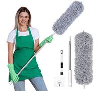 Vicloon Extendable Feather Duster, Bendable Reusable Microfiber Duster with 100" Extra Telescopic Extending Pole and Window Slot Cleaning Brush for Cleaning Ceiling Fan High Ceiling