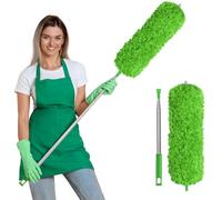 Vicloon Extendable Feather Duster,Microfiber Duster with 100 inches Telescopic Extending Pole and Soft Silicone Cap,Dusters for Cleaning Roof High Ceiling Fan Blindsn,Washable & Bendable