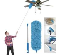 Vicloon Extendable Feather Duster,Microfiber Duster with 100 inches Telescopic Extending Pole and Soft Silicone Cap,Dusters for Cleaning Roof High Ceiling Fan Blindsn,Washable & Bendable