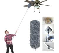 Vicloon Extendable Feather Duster,Microfiber Duster with 100 inches Telescopic Extending Pole and Soft Silicone Cap,Dusters for Cleaning Roof High Ceiling Fan Blindsn,Washable & Bendable