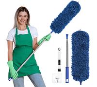 Vicloon Extendable Feather Duster,Microfiber Duster with 100 inches Telescopic Extending Pole and Soft Silicone Cap,Dusters for Cleaning Roof High Ceiling Fan Blindsn,Washable & Bendable
