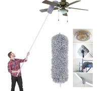 Vicloon Extendable Feather Duster,Microfiber Duster with 100 inches Telescopic Extending Pole and Soft Silicone Cap,Dusters for Cleaning Roof High Ceiling Fan Blindsn,Washable & Bendable