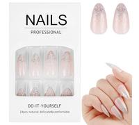 Vicloon False Nails, 24Pcs Stick on Nail, Fake Nails Set, 12 Sizes Press on Nailes with Nail Glue and File for Women and Girls, Full Cover Glue on Nailes Long Lasting for DIY Manicure at Home