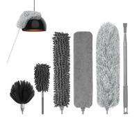 Vicloon Feather Duster, 8pcs Microfiber Duster, Chenille Duster Dust Cleaner Cobweb Duster Long Handled Duster Reusable Bendable Washable Lightweight