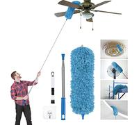 Vicloon Feather Duster Extendable, 100 Inch Microfiber Duster with Steel Telescopic Handle, Bendable and Window Slot Cleaning Brush for Ceiling Fans, Cars
