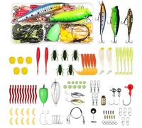 Vicloon Fishing Lures Mixed, 116Pcs Fishing Bait Lure Gear Kit Including Crankbaits, Spoon, Hooks, Poppers, Minnows, Sequins, Rotating Sequins, Simulated Worms, Earthworms, Crickets and Tackle Box