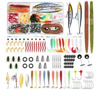 Vicloon Fishing Lures Mixed, 123Pcs Fishing Bait Lure Gear Kit Including Crankbaits, Spoon, Hooks, Poppers, Minnows, Sequins, Rotating Sequins, Simulated Worms, Earthworms, Crickets and Tackle Box