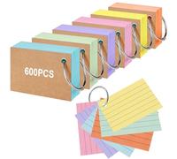Vicloon FlashCard, 600pcs Bristol 7.3 x 5 cm Revision & Index, Vocabulary & Lined Index for School, Office, Home