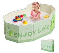 Vicloon Foldable Baby Bathtub, Pop Up Bathtub for Children with a Drain Plug for 0-8 Y, Non-Slip Base, Toddler Shower Tub for Beach, Hotel, Camping