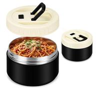 Vicloon Food Flask, 520ml Stainless Steel Lunch Box, Thermal Food Jar keeps Meals Drinks Hot or Cold for 6 Hours, Spill Proof Soup Containers, Soup Flask For Work and School (Black)
