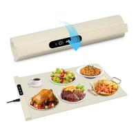 Vicloon Food Warming Mat 24" X 15.16", Extendable Roll-Up Electric Warming Tray with 6 Temperature Settings and 6H Timer, Silicone Heating Mat for Keeping Food Warm, for Buffets Party-Buffets Cream