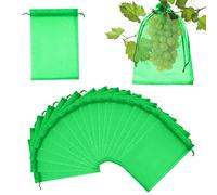 Vicloon Fruit Protection Bags, 64pcs Fruit Netting Bags with Drawstring, Garden Fruit Cover Mesh Bag Plant Fruit Protect Bag Insects Mosquito Barrier Bag for Protecting Plant Fruits(Grass Green)