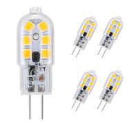 Vicloon G4 LED Light Bulbs, Warm White 2W 12V AC DC 3000K, No Flicker, 360° Beam Angle, 2W Equivalent 15W G4 Halogen Lamps with Frosted Cover - 5 Pack (Transparent-5pcs)