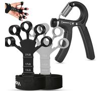 Vicloon Hand Grip Strengthener Forearm Workout Kit, 10-50kg Adjustable Resistance, 6.6-21Lbs Finger Strengthener, Black Silicone & Stainless Steel, Perfect for Musicians, Athletes & Injury Recovery