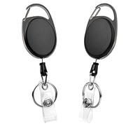 Vicloon Heavy Duty Retractable Keychain, 2pcs Retractable Badge Holder, ID Badge Reel Heavy Duty Reel Clips for Key Ring ID Card Badges Holder