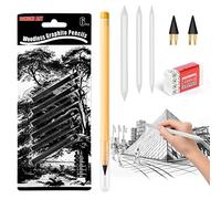 Vicloon Inkless Pencil, 13Pcs Everlasting Pencil Set, 2PCS Replaceable Graphite Nibs, 1PC Eraser, 3PCS Art Blenders,6PCS Sketch Carbon Square Sticks, Reusable Infinity Pencils for Writing Drawing