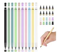 Vicloon Inkless Pencils, 10pcs Everlasting Pencil and 10pcs Replacement Nibs, Portable No Ink Pen and Eraser Replaceable Graphite Nib for Kids,Adults,Home,Office,School Supplies(A)