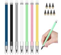 Vicloon Inkless Pencils, 7pcs Everlasting Pencil and 7pcs Replacement Nibs, Portable No Ink Pen and White Eraser Replaceable Graphite Nib for Kids,Adults,Home,Office,School Supplies(A)